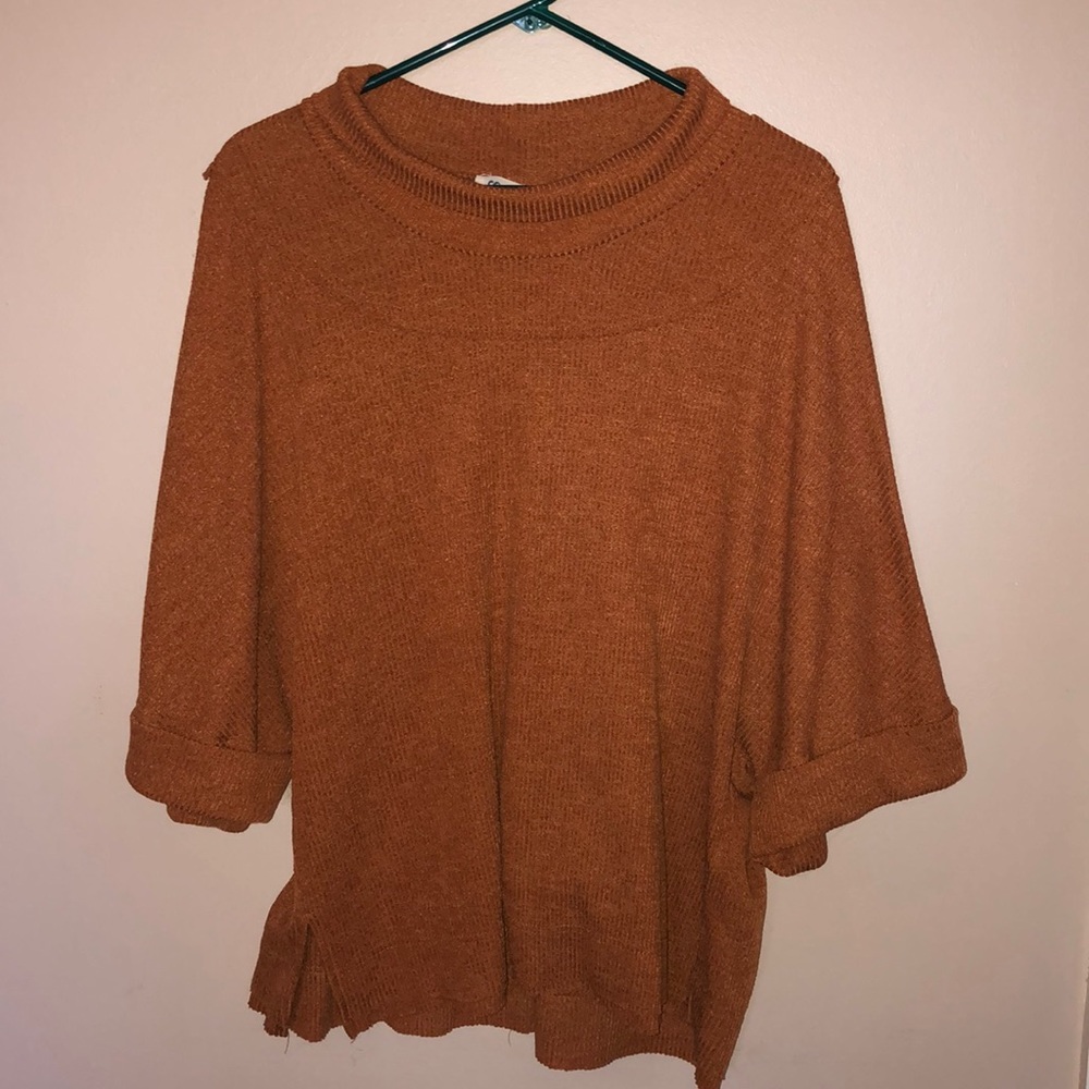 Listicle Burnt Orange Ribbed Oversized Sweater Lg